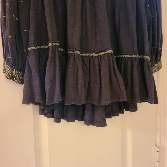 Free People Much Love Embroidered Tunic Mini Dress Washed Black & Green Small - Picture 15 of 15